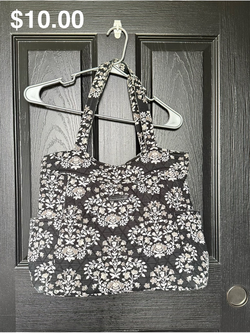 Vera Bradley Black and White Floral Quilted Tote Bag